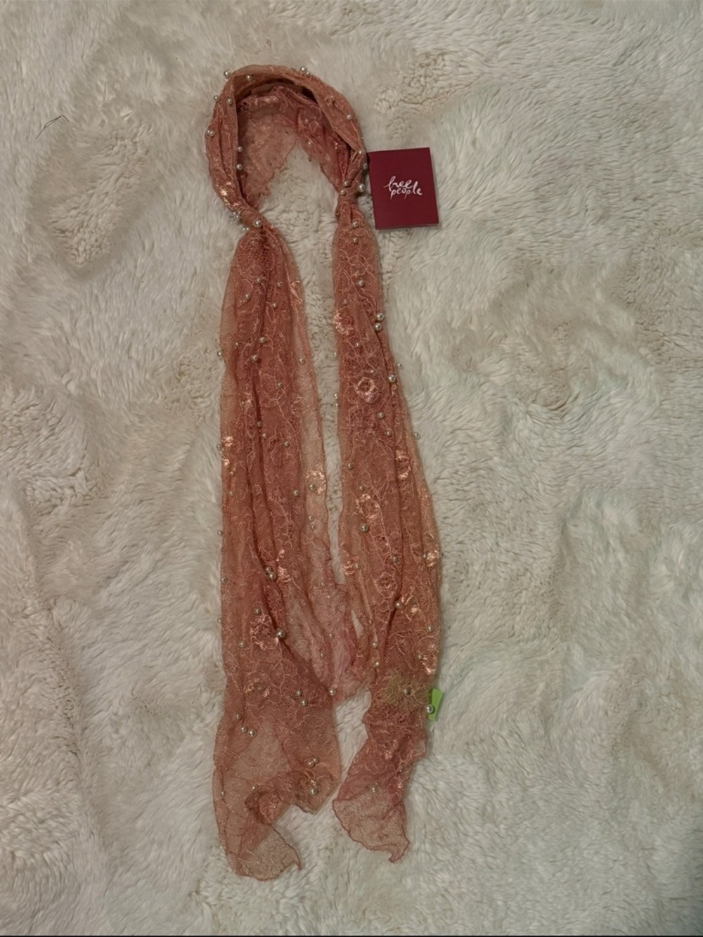 Free People Rembrant Blush Lace Hair Scarf Headband - Picture 5 of 6